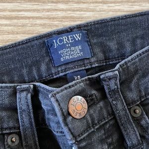 JCrew High Rise Vintage Straight Faded Black Jeans, Sz 25